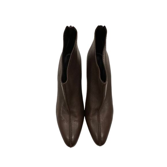 Manolo Blahnik Brown Semi Pointed Toe Leather Heeled Ankle Booties Size 37 US 7 - Picture 8 of 12